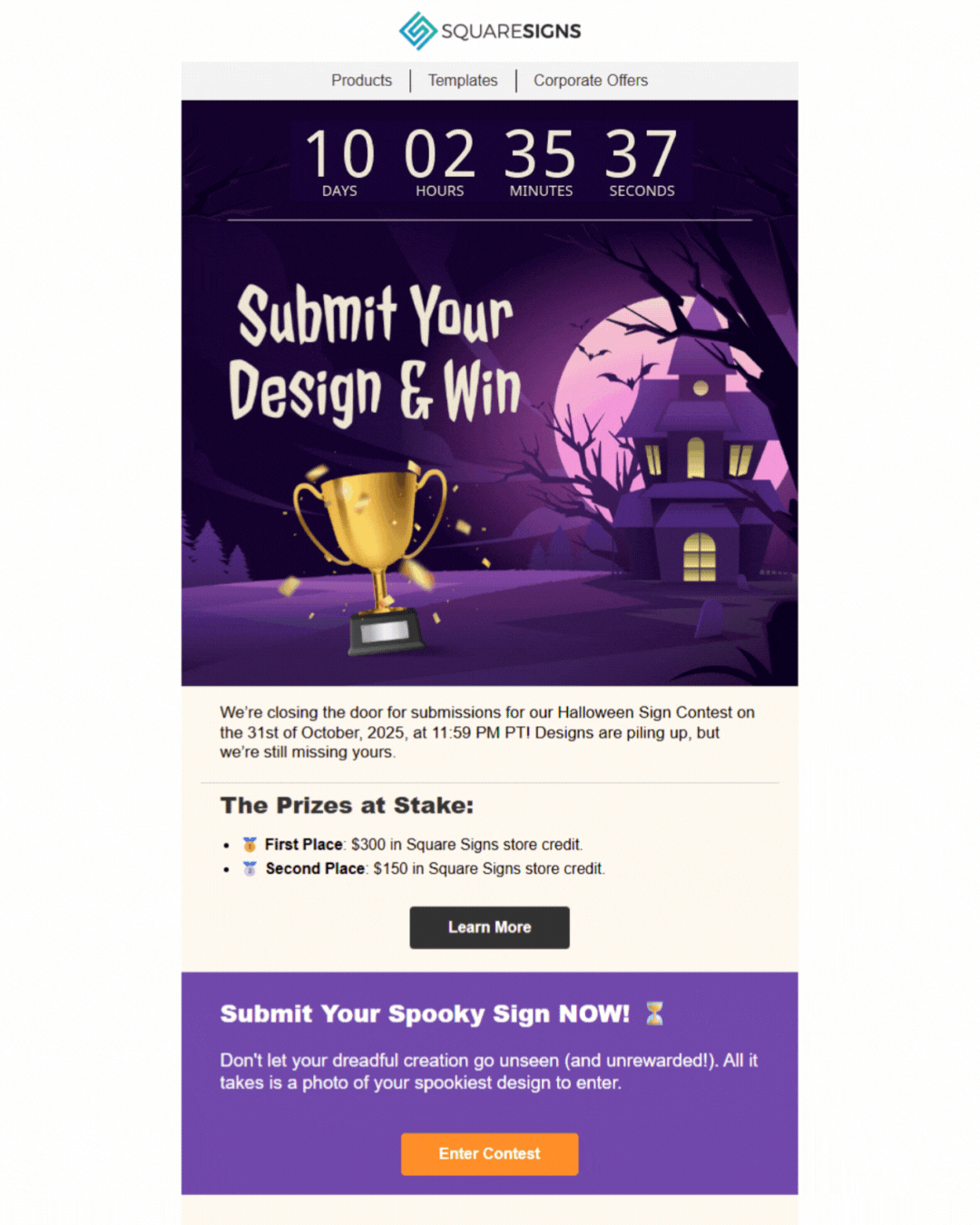 Countdown clock used in email marketing campaigns