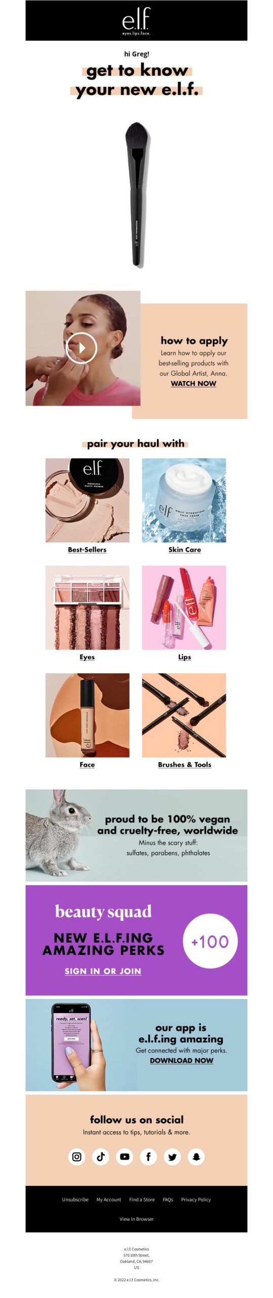 e.l.f Cosmetics, helpful content email.